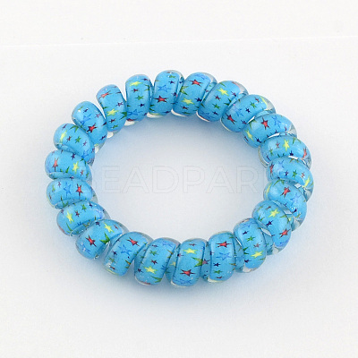 Printed Plastic Telephone Cord Elastic Hair Ties OHAR-R111-14-1