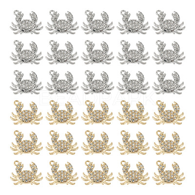 40Pcs 2 Colors Alloy Rhinestone Pendants FIND-TA0010-67-1