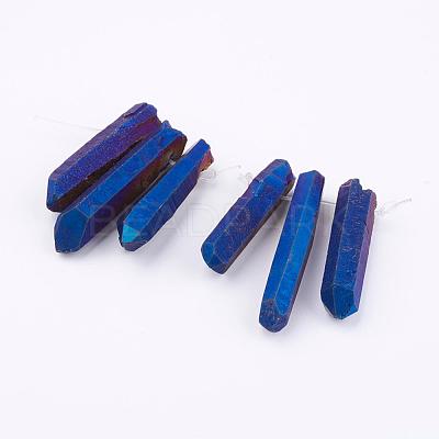 Electroplated Natural Quartz Crystal Graduated Beads Strands G-P315-A06-1