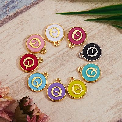 120Pcs 12 Colors Golden Plated Alloy Charms ENAM-SZ0001-64Q-1