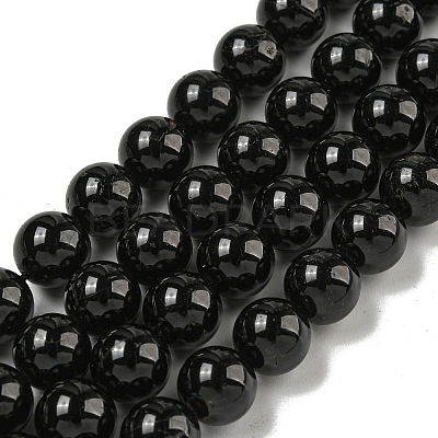 Natural Black Tourmaline Beads Strands G-G763-01-10mm-AB-1