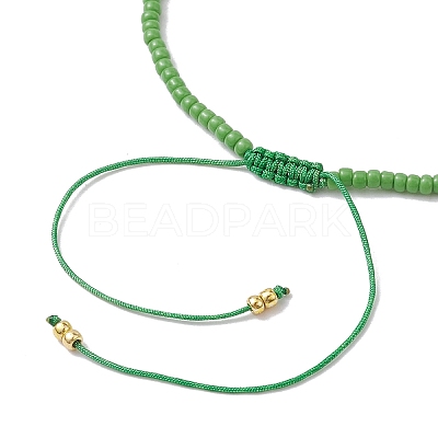 Adjustable Natural Green Aventurine & Seed Braided Bead Bracelets BJEW-JB10181-03-1