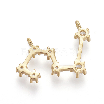 Brass Micro Pave Cubic Zirconia Pendants ZIRC-F099-20G-12-1