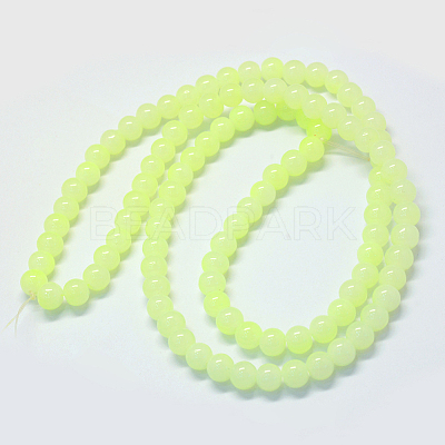 Baking Paint Imitation Jade Glass Round Bead Strands DGLA-Q021-8mm-21-1