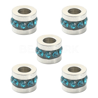 201 Stainless Steel Polymer Clay Rhinestone Inlaid Beads RB-YW0001-11D-1