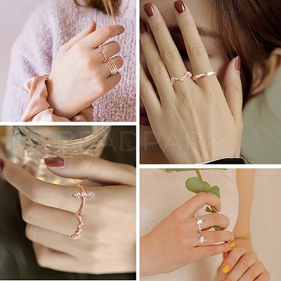 17Pcs 17 Style Crystal Rhinestone Teardrop & Star & Horse Eye Finger Rings Set JR937A-1