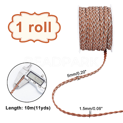 10m 3-Ply PU Leather Braided Cord LC-PH0001-07A-1