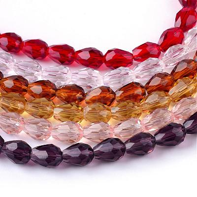 Transparent Glass Bead Strands GLAA-R024-6x8mm-M-1