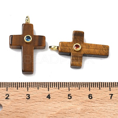 Natural Tiger Eye Pendants G-B180-01G-07-1