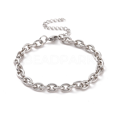 Non-Tarnish 304 Stainless Steel Cable Chain Bracelet for Men Women BJEW-E031-01P-02-1