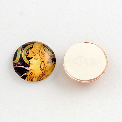Sexy Woman Pattern Glass Flatback Cabochons GGLA-R026-25mm-17-1