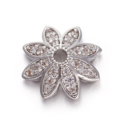 Brass Micro Pave Cubic Zirconia Bead Caps ZIRC-E158-12P-1