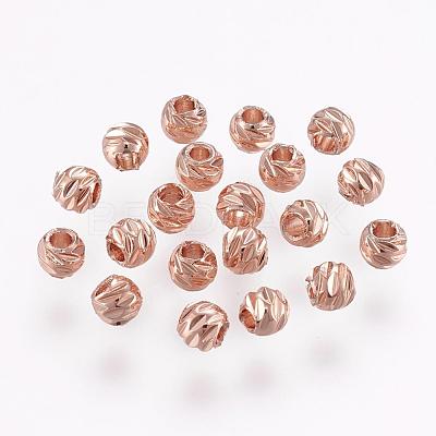Carved Brass Beads KK-G312-02RG-4mm-1