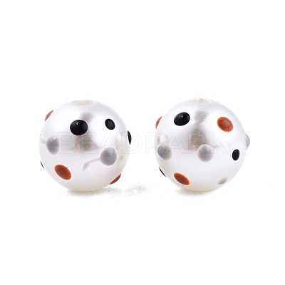 Spot Pattern Opaque ABS Plastic Imitation Pearl Enamel Beads KY-G020-02A-1