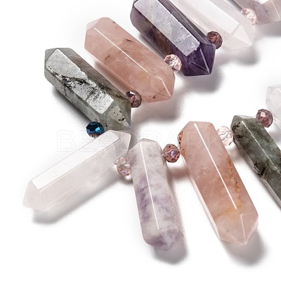 Natural Amethyst & Rose Quartz & Quartz Crystal & Blue Spot Jasper & Lepidolite & Labradorite Beads Strands G-H247-06A-1