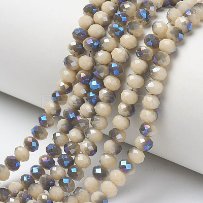 Electroplate Opaque Solid Color Glass Beads Strands EGLA-A034-P4mm-I04-1