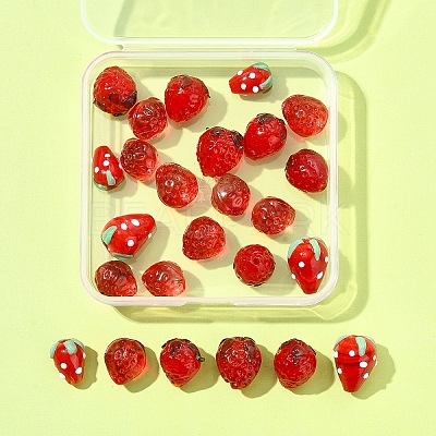 25Pcs 6 Styles Handmade Lampwork 3D Strawberry Beads LAMP-FS0001-19-1