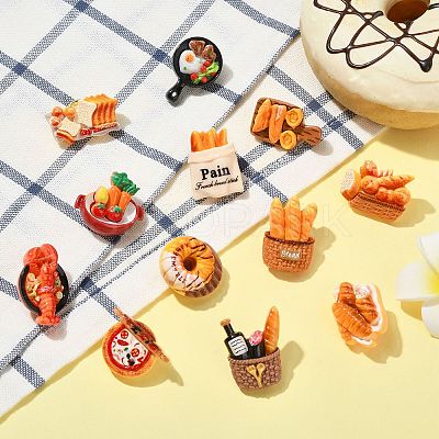 12Pcs 12 Styles Bread Themed Resin Pins JEWB-CJ0003-09-1