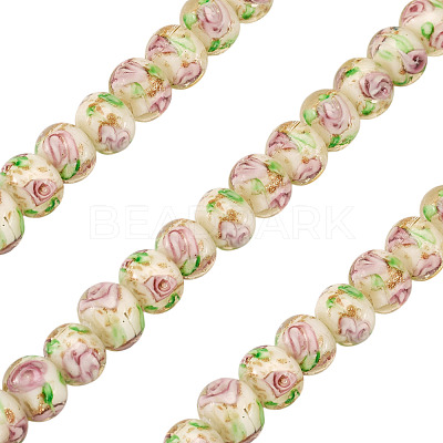 1 Strand Handmade Lampwork Inner Flower Rondelle Beads Strands LAMP-TA0002-72I-1