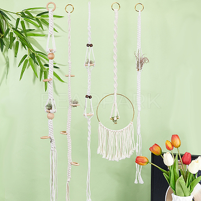 5Pcs 5 Styles Cotton Macrame Plant Hangers AJEW-GA0007-83-1