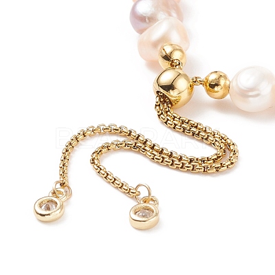 Natural Pearl Beaded Slider Bracelet for Women BJEW-JB08330-02-1