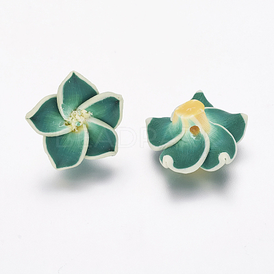 Handmade Polymer Clay 3D Flower Plumeria Beads CLAY-Q192-15mm-06-1