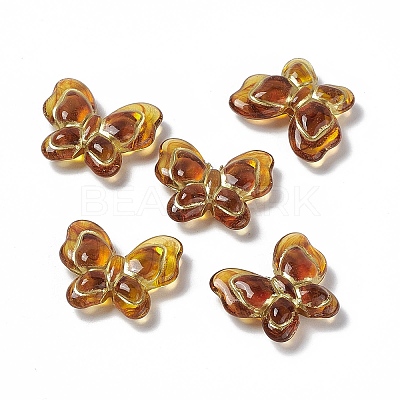 Golden Metal Enlaced Acrylic Beads OACR-H019-14-1
