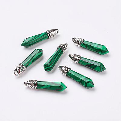 Synthetic Malachite Pointed Pendants G-P309-10-1