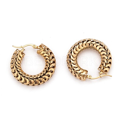 304 Stainless Steel Mesh Hoop Earrings EJEW-O096-06A-G-1