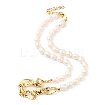 Rice Natural Pearl Beaded Necklaces NJEW-G099-02G-1