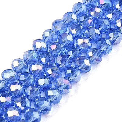 Electroplate Glass Beads Strands X-EGLA-A044-T6mm-B14-1