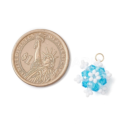 Glass Seed Beaded Snowflake Pendants PALLOY-MZ00815-03-1