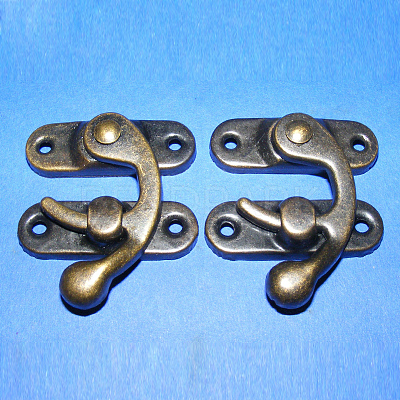 Iron Wooden Box Lock Catch Clasps IFIN-R203-92AB-1