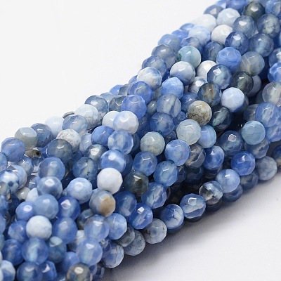 Faceted Natural Agate Round Beads Strands G-E318B-4mm-02-1