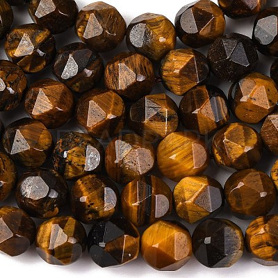 Faceted Natural Tiger Eye Beads Strands G-K066-01-8mm-1