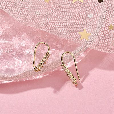 Brass Micro Pave Clear Cubic Zirconia Earring Hooks ZIRC-YW0001-04G-1
