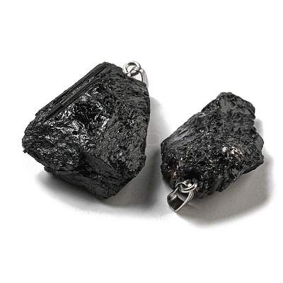 Natural Black Tourmaline Pendants G-F739-01P-1