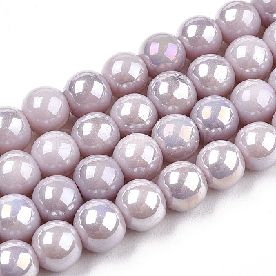 Electroplate Opaque Glass Beads Strands GLAA-T032-P8mm-AB07-1