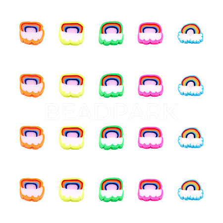 100Pcs 5 Style Handmade Polymer Clay Beads FIND-FW0001-33-1