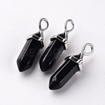 Bullet Natural Obsidian Pendants X-G-E332-A03-1