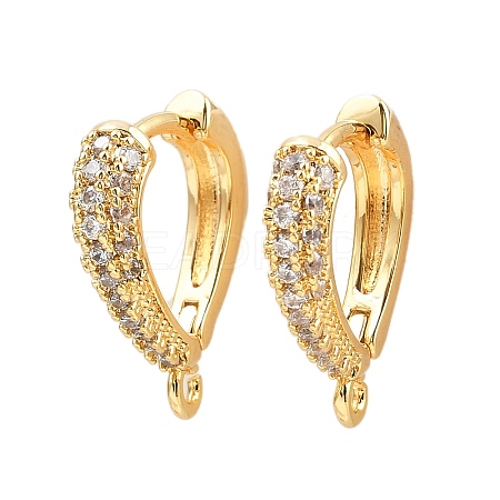 Brass Micro Pave Clear Cubic Zirconia Hoop Earring Findings KK-A274-01G-1