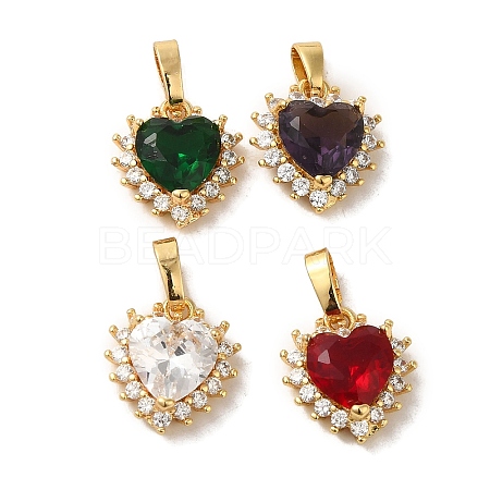 Brass Micro Pave Cubic Zirconia Pendants KK-R162-071G-1