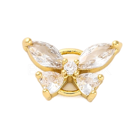 Brass Clear Cubic Zirconia Connector Charms/Links FIND-L019-07G-08-1