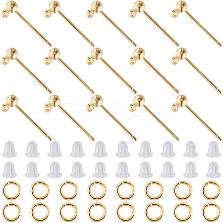 CREATCABIN 80Pcs Brass Stud Earrings Findings DIY-CN0002-89-1