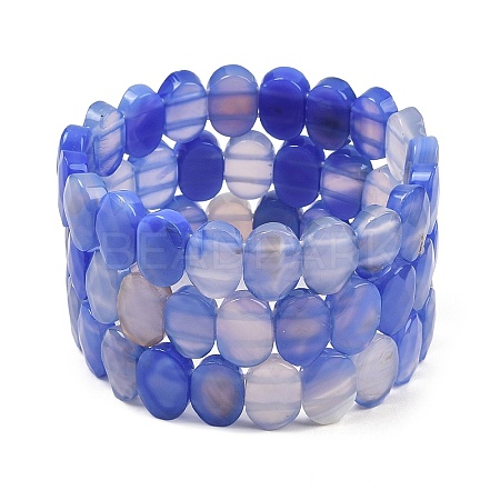 Dyed & Heated Natural Agate Oval Beaded Stretch Bracelet G-E010-01-18-1