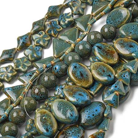 Handmade Porcelain Beads Strands PORC-B002-19B-1
