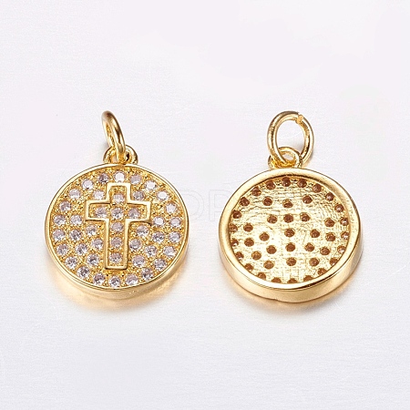 Brass Micro Pave Cubic Zirconia Charms X-ZIRC-G122-43G-RS-1