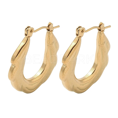 Feather 201 Stainless Steel Half Hoop Earrings for Women EJEW-G385-16G-1