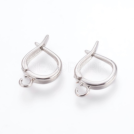 Brass Hoop Earring Findings with Latch Back Closure ZIRC-F088-063P-1