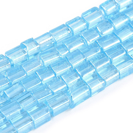 Transparent Electroplate Glass Bead Strands GLAA-N047-08-C08-1